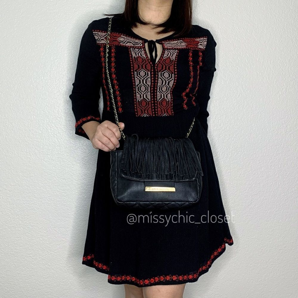 Steve Madden Black Fringe Crossbody/Shoulder Bag
